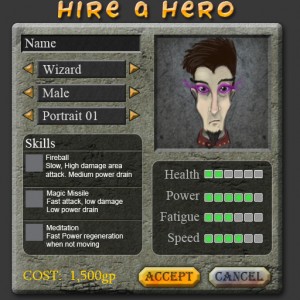 Hire a Hero GUI mockup